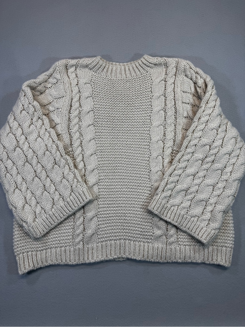 Cozy Cable Knit Crewneck Sweater - Cream - Picture 1 of 8